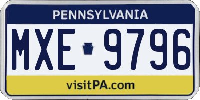 PA license plate MXE9796