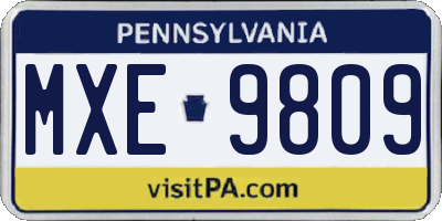 PA license plate MXE9809