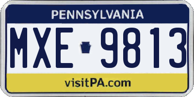 PA license plate MXE9813