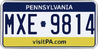 PA license plate MXE9814