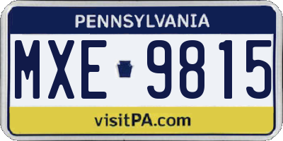 PA license plate MXE9815