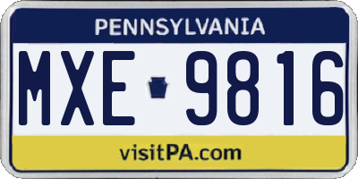 PA license plate MXE9816