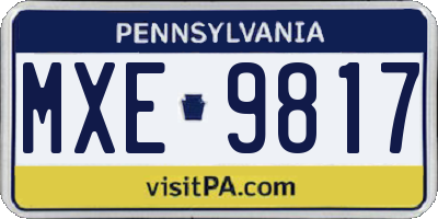 PA license plate MXE9817