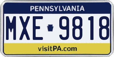 PA license plate MXE9818