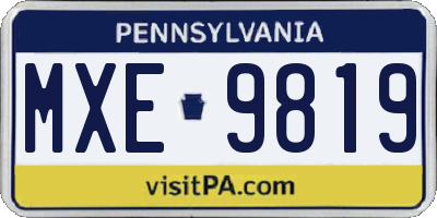 PA license plate MXE9819