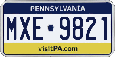 PA license plate MXE9821