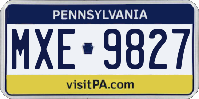 PA license plate MXE9827