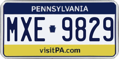 PA license plate MXE9829