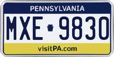 PA license plate MXE9830
