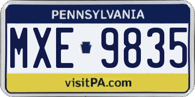 PA license plate MXE9835