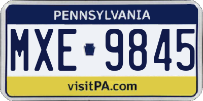 PA license plate MXE9845