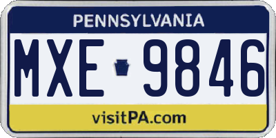 PA license plate MXE9846