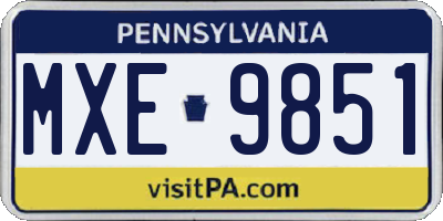 PA license plate MXE9851
