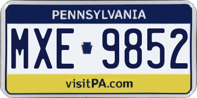 PA license plate MXE9852