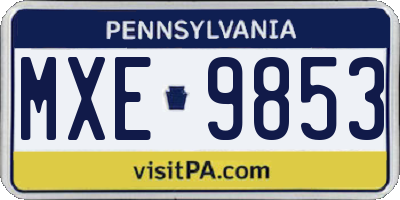 PA license plate MXE9853