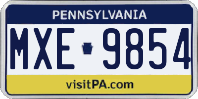 PA license plate MXE9854