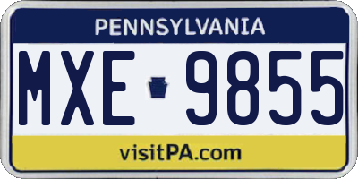 PA license plate MXE9855
