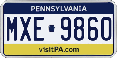 PA license plate MXE9860