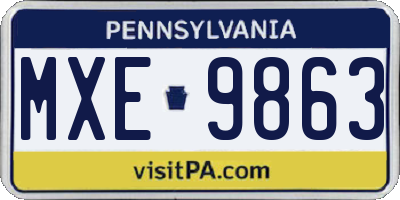 PA license plate MXE9863