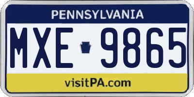 PA license plate MXE9865