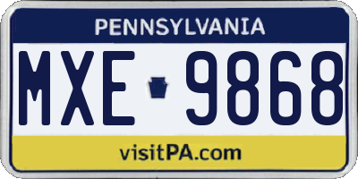 PA license plate MXE9868