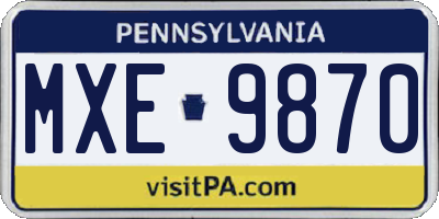 PA license plate MXE9870