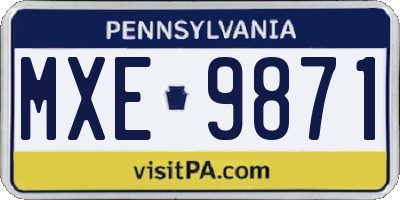 PA license plate MXE9871