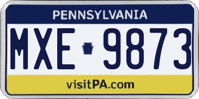 PA license plate MXE9873