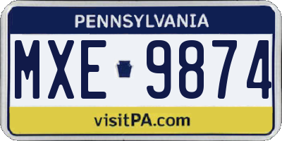PA license plate MXE9874