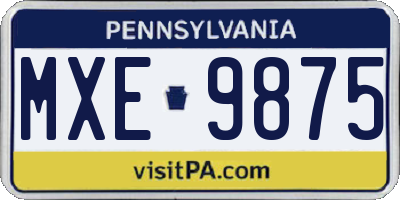 PA license plate MXE9875