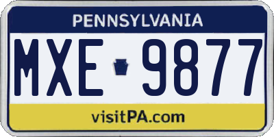 PA license plate MXE9877