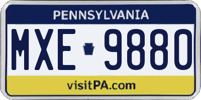 PA license plate MXE9880
