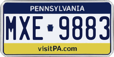 PA license plate MXE9883