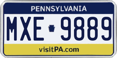 PA license plate MXE9889