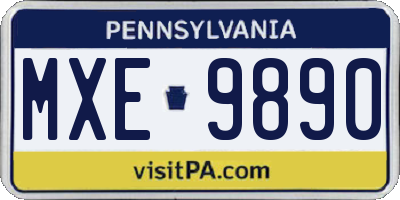 PA license plate MXE9890