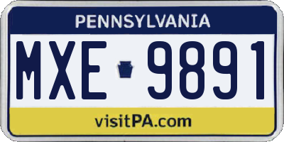 PA license plate MXE9891
