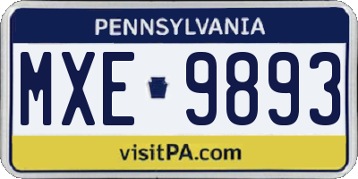 PA license plate MXE9893
