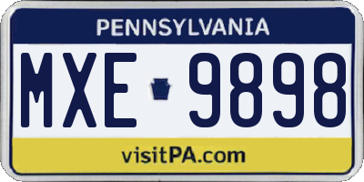 PA license plate MXE9898