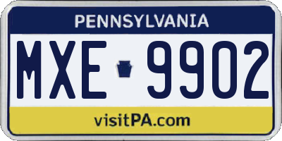 PA license plate MXE9902