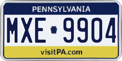 PA license plate MXE9904