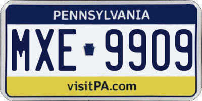 PA license plate MXE9909