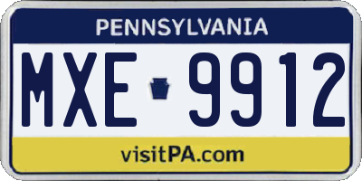 PA license plate MXE9912