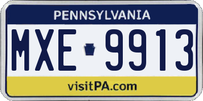 PA license plate MXE9913