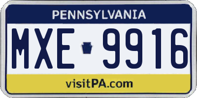 PA license plate MXE9916