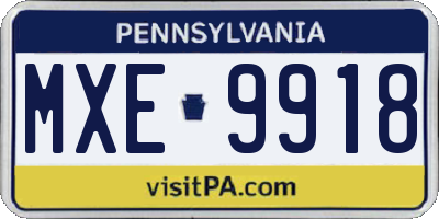 PA license plate MXE9918