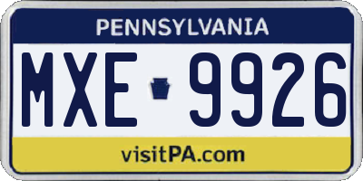 PA license plate MXE9926