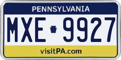 PA license plate MXE9927