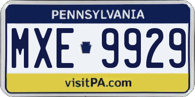 PA license plate MXE9929