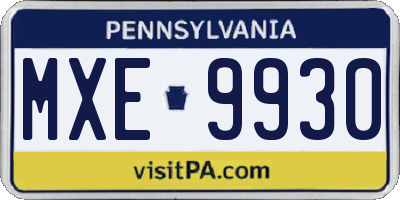PA license plate MXE9930