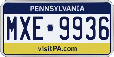 PA license plate MXE9936